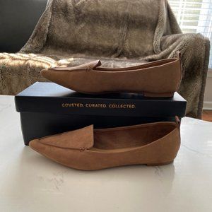 Lulu's Emmy Camel Suede Pointed Loafers - Size 7.5